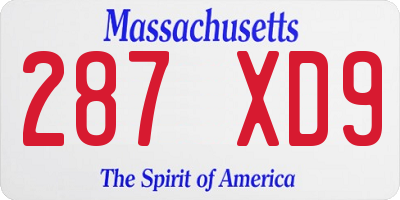 MA license plate 287XD9