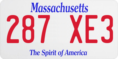 MA license plate 287XE3