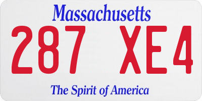MA license plate 287XE4