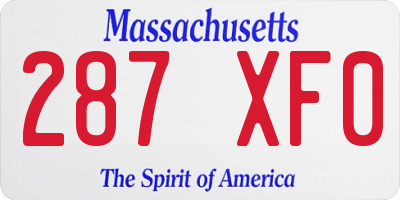 MA license plate 287XF0
