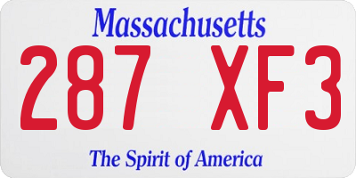 MA license plate 287XF3