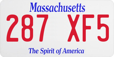 MA license plate 287XF5