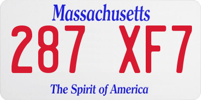 MA license plate 287XF7