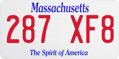 MA license plate 287XF8