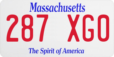 MA license plate 287XG0