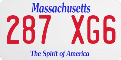 MA license plate 287XG6