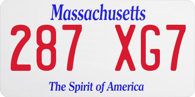 MA license plate 287XG7