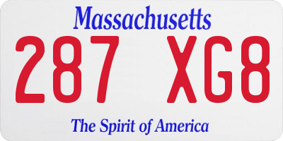 MA license plate 287XG8