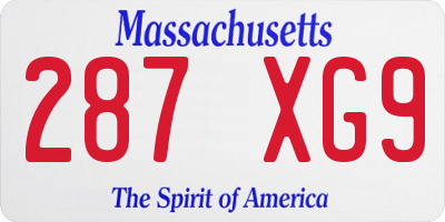 MA license plate 287XG9