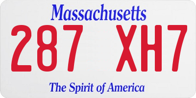MA license plate 287XH7