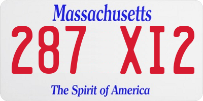 MA license plate 287XI2