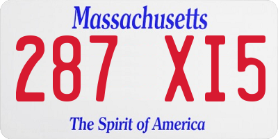 MA license plate 287XI5