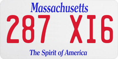 MA license plate 287XI6