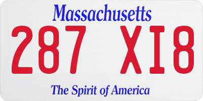 MA license plate 287XI8