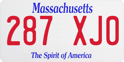MA license plate 287XJ0