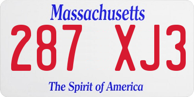 MA license plate 287XJ3