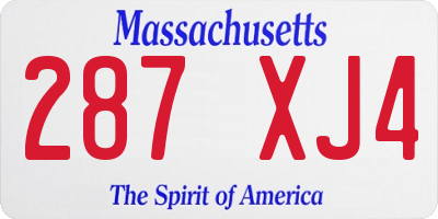 MA license plate 287XJ4