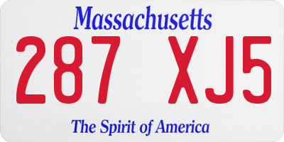 MA license plate 287XJ5