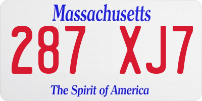 MA license plate 287XJ7