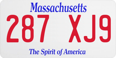 MA license plate 287XJ9