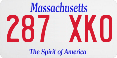 MA license plate 287XK0