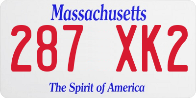MA license plate 287XK2