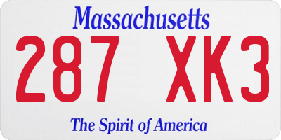 MA license plate 287XK3