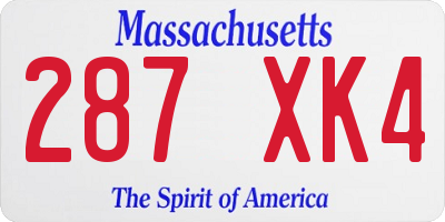MA license plate 287XK4