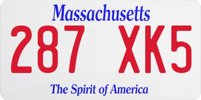 MA license plate 287XK5