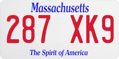 MA license plate 287XK9