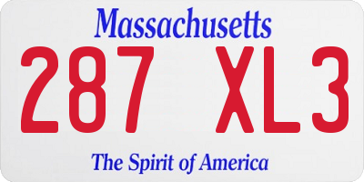 MA license plate 287XL3