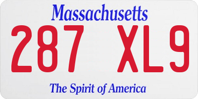 MA license plate 287XL9