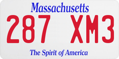 MA license plate 287XM3