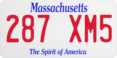 MA license plate 287XM5