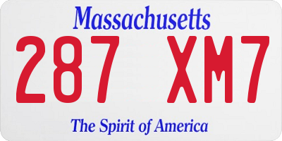 MA license plate 287XM7