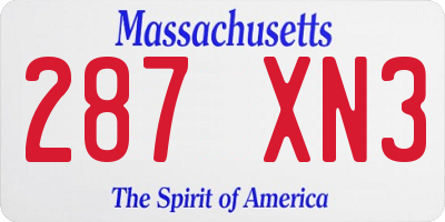 MA license plate 287XN3