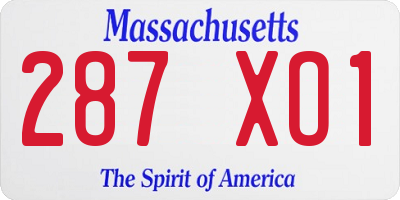 MA license plate 287XO1