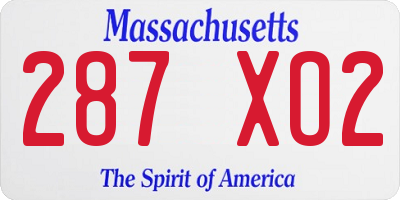 MA license plate 287XO2