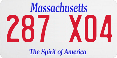 MA license plate 287XO4