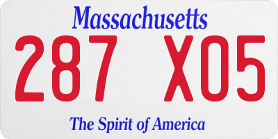 MA license plate 287XO5