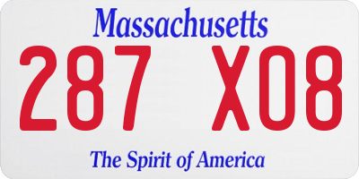 MA license plate 287XO8