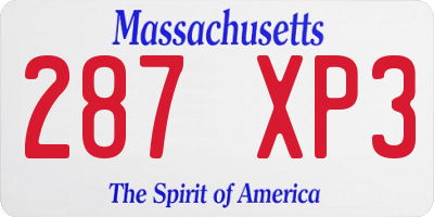 MA license plate 287XP3