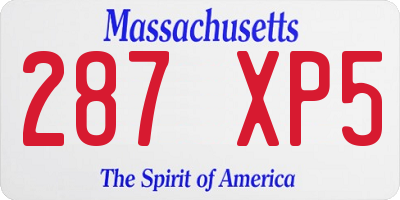 MA license plate 287XP5