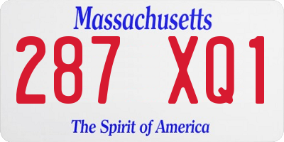 MA license plate 287XQ1