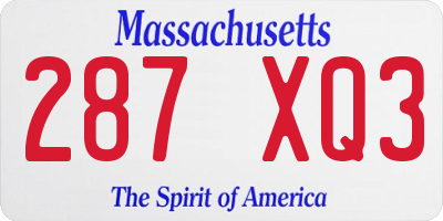 MA license plate 287XQ3