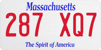 MA license plate 287XQ7