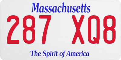 MA license plate 287XQ8