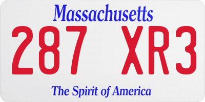 MA license plate 287XR3