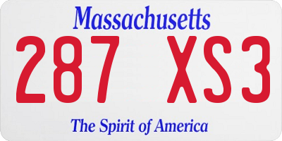 MA license plate 287XS3