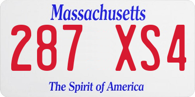 MA license plate 287XS4